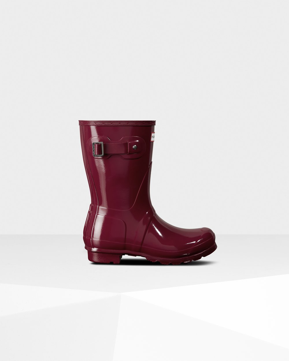 Hunter Original Gloss Short Rain Boots - Discount Womens Claret/Red - SRGOKL718